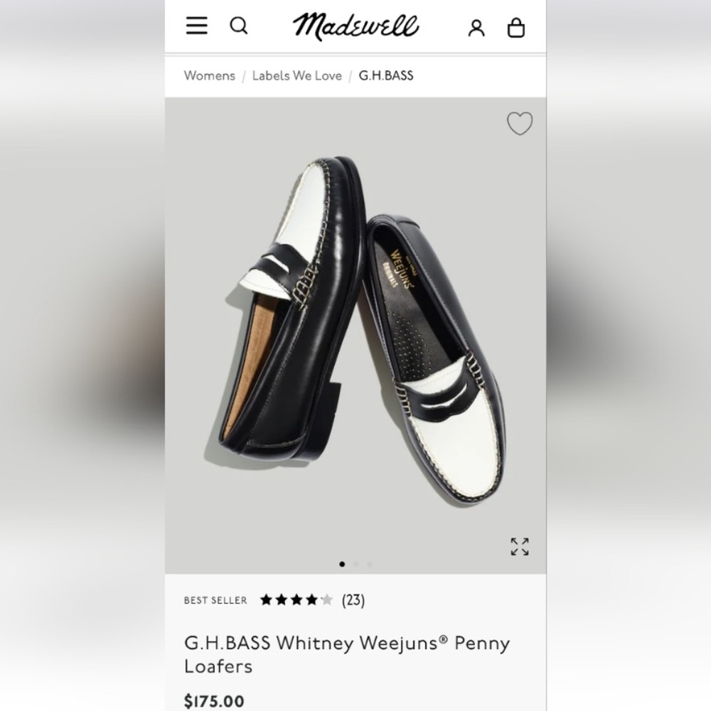 G.H. Bass & Co. Black and White Penny Loafers